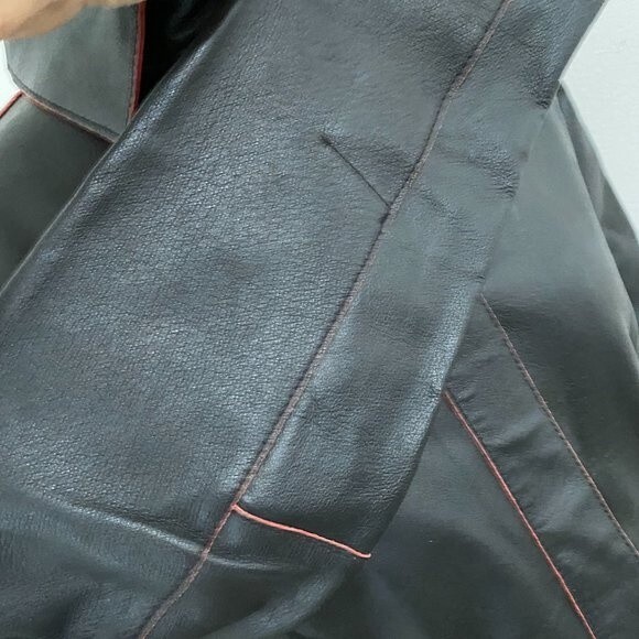 Madison Studio Black with Red Pin Stripe Leather Womens Jacket Size 8P - Picture 8 of 12